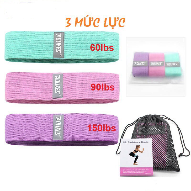 Dây Kháng Lực MiniBand Tập Mông Aolikes 3604 (3 cấp độ)