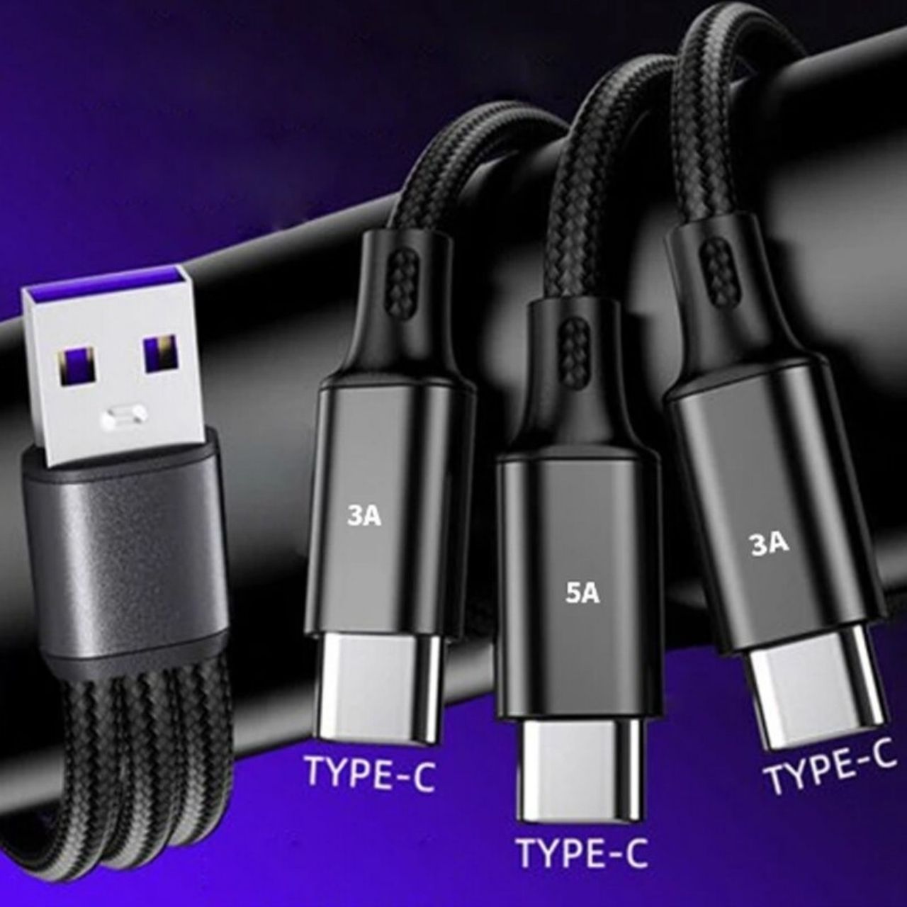 Dây Sạc Nhanh 3 Đầu Kép Giống Nhau Đa Năng, cáp sạc nhanh 5A Type C Lightning Micro USB cho điện thoại máy tính bảng Cửu Long store