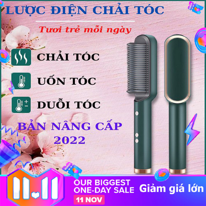 Lược điện chải tóc tạo kiểu chuyên nghiệp -kiêm máy uốn - duỗi - ép tóc - tạo kiểu nhanh chóng
