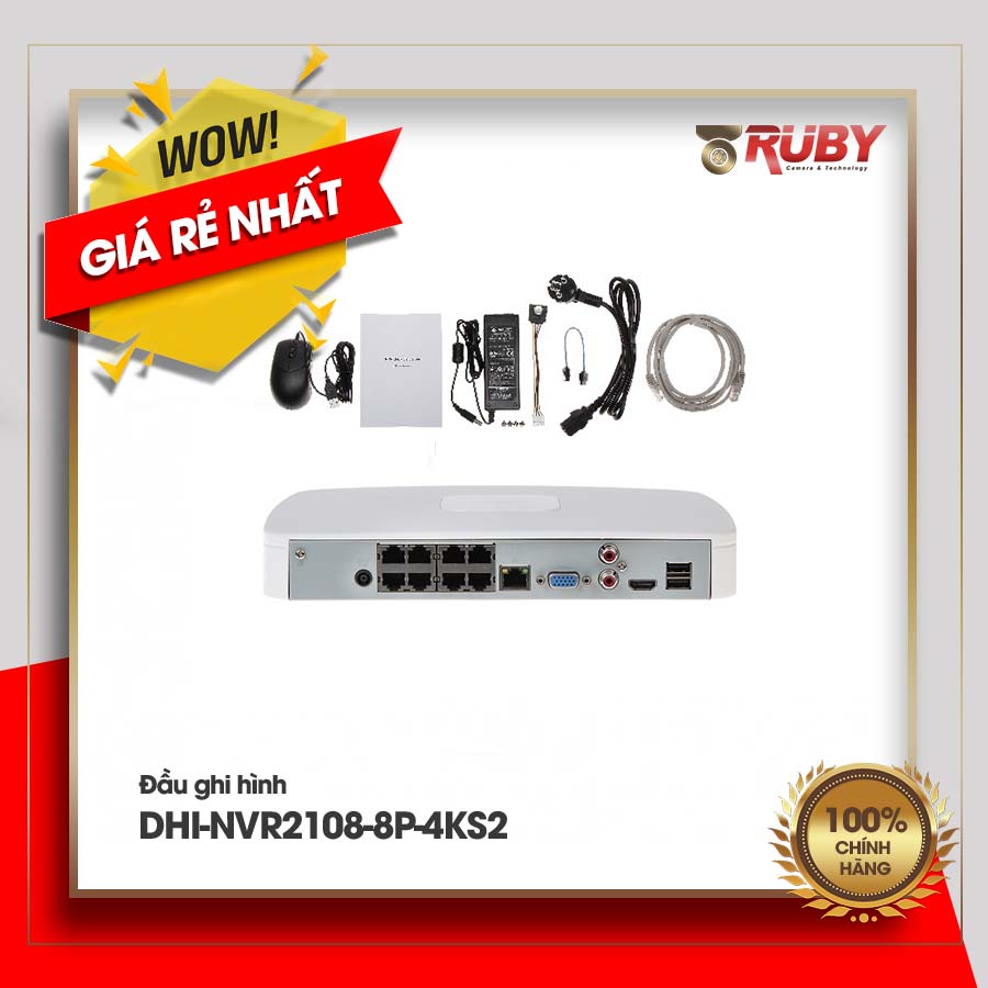 Đầu Ghi Hình DHI-NVR2108-8P-4KS2(Support DSSDDNS)