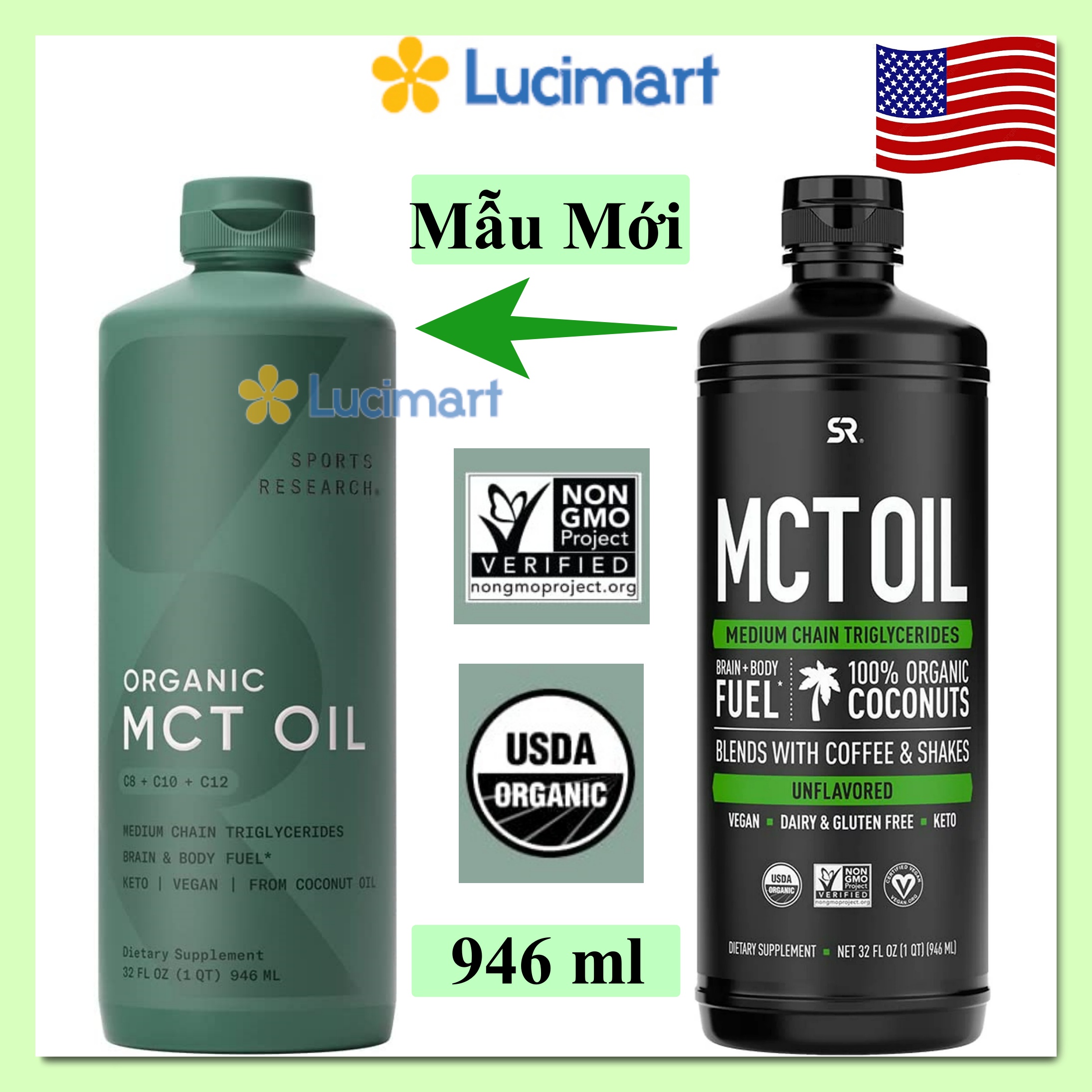 Dầu dừa MCT Oil chuyển hóa chất béo Medium Chain Triglycerides các loại [Hàng Mỹ]