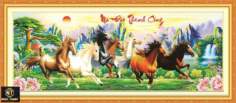 Tranh đính đá Mã Đáo Thành Công VS008 KT 188x75cm
