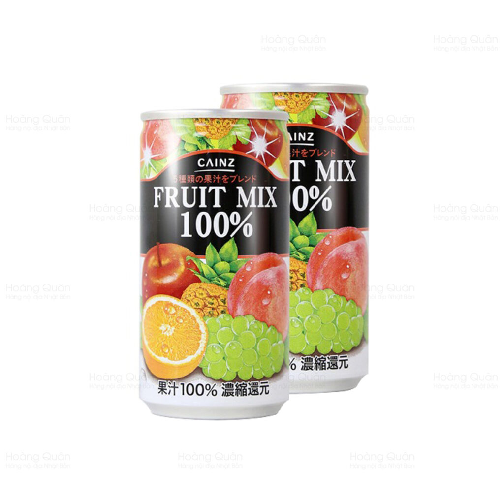 Thùng 30 lon nước ép Cainz Fruits Mix 100% vị trái cây tổng hợp 190g