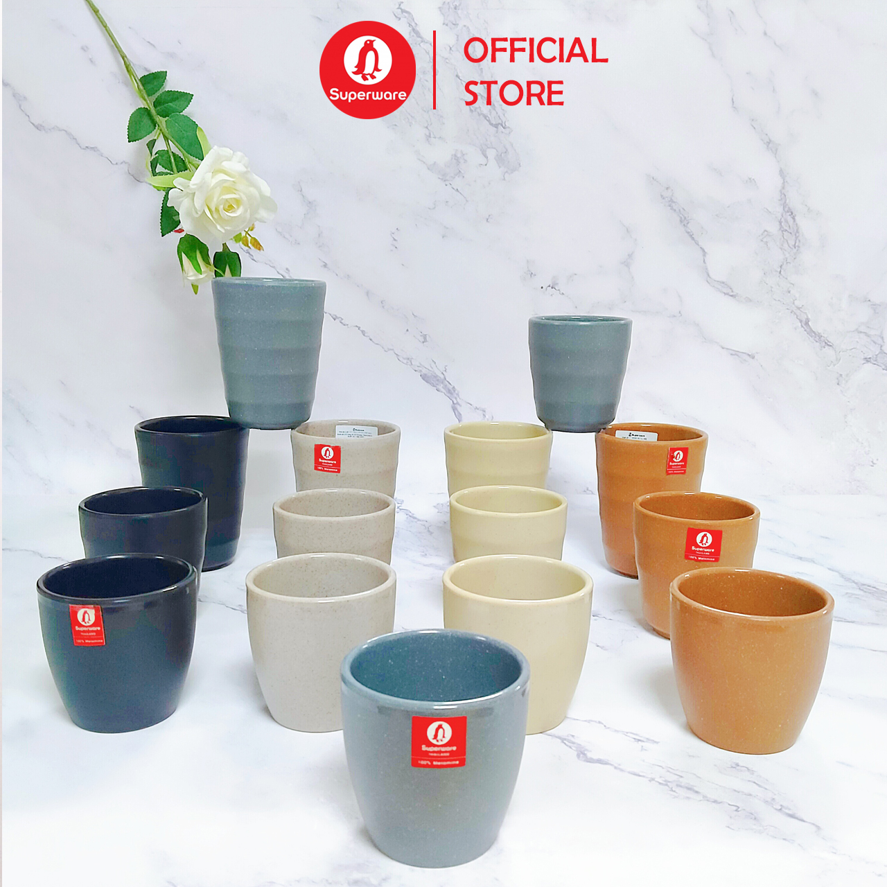 Bộ cốc SUPERWARE Nhựa Phíp 100% Melamine nhám (Đủ màu)