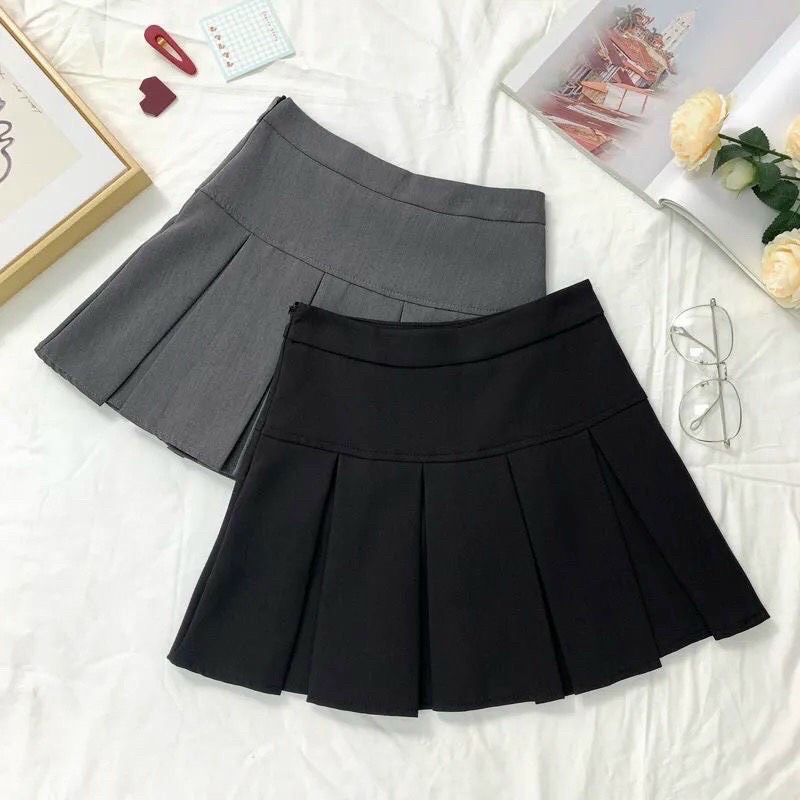(Size 38-65kg) Chân váy chữ A xếp ly trước cạp cao.