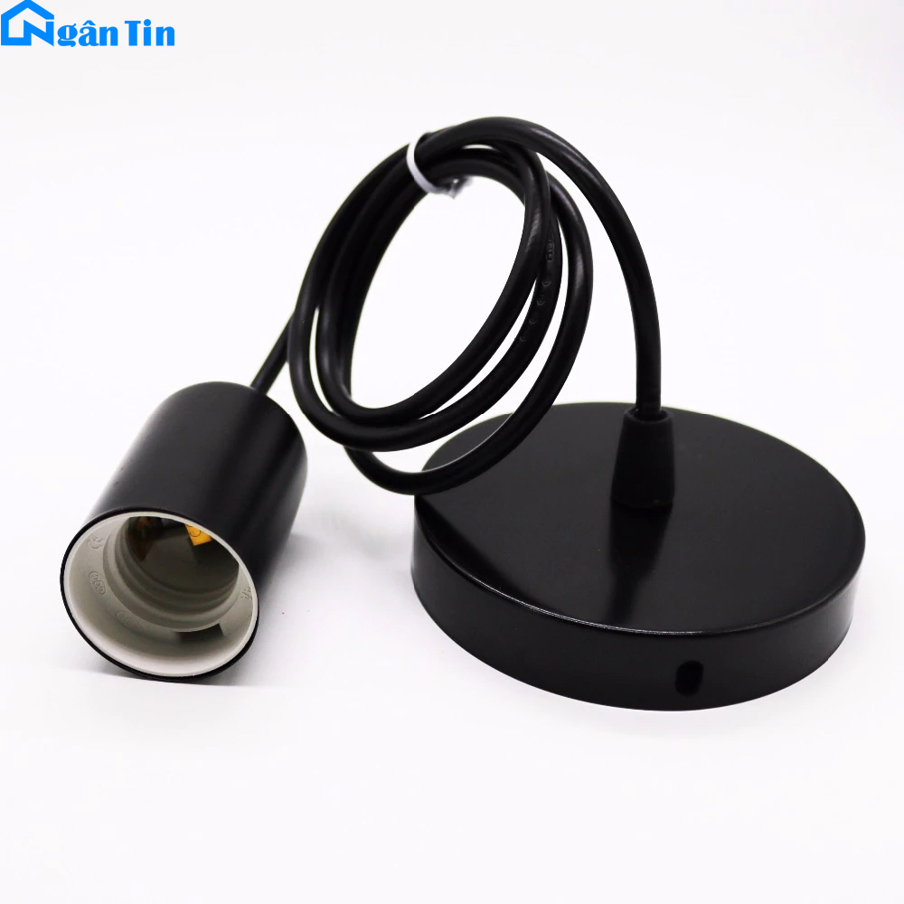 Bộ dây đèn thả Led thả trang trí màu đen E27 220V (Tặng kèm bóng dài Led Edison 4w ánh sáng vàng)