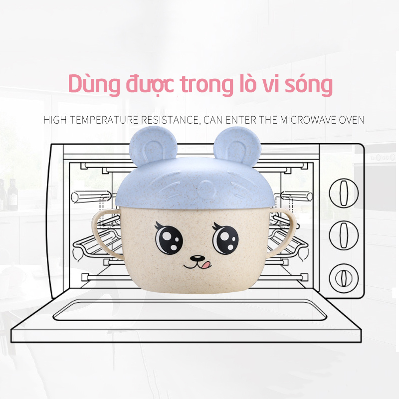 Bát lúa mạch ăn dặm cho bé Mickey kèm thìa