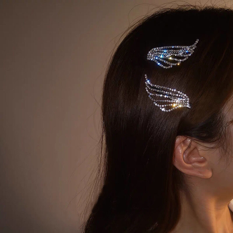 Kẹp tóc đôi cánh thiên thần đính đá Rhinestone