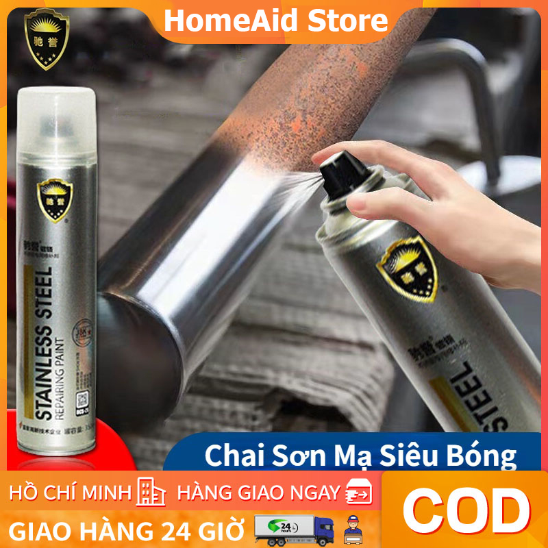 HomeAid Sơn Bạc Mạ Crom Sơn Xịt Mạ Chrome Sáng Bóng 350ml - Chai Sơn Mạ Siêu Bóng-Sơn xe