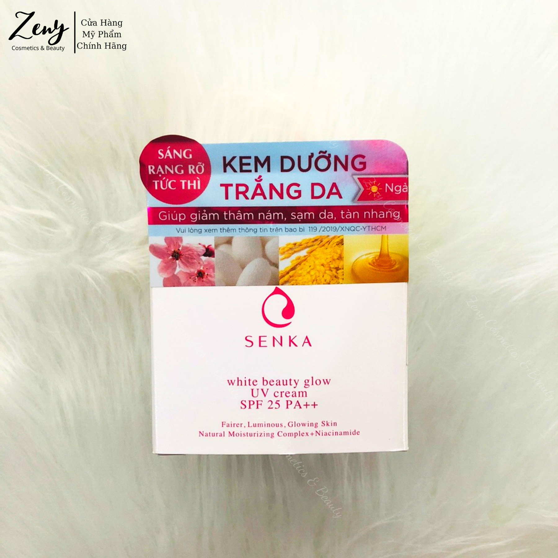 Kem dưỡng trắng da ngày - đêm senka white beauty glow cream 50g
