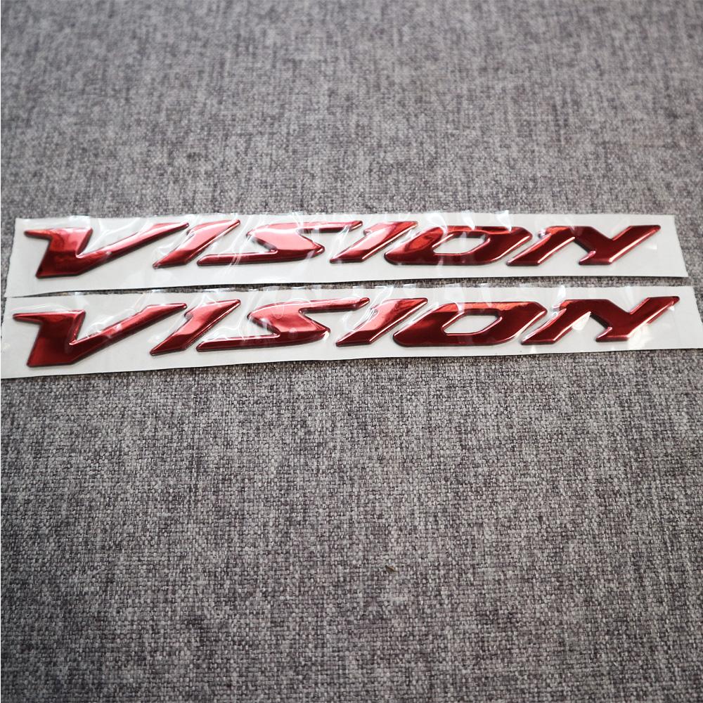 [HCM]Bộ tem logo chữ nổi xe máy Vision chất liệu nhựa dẻo si bóng màu đỏ