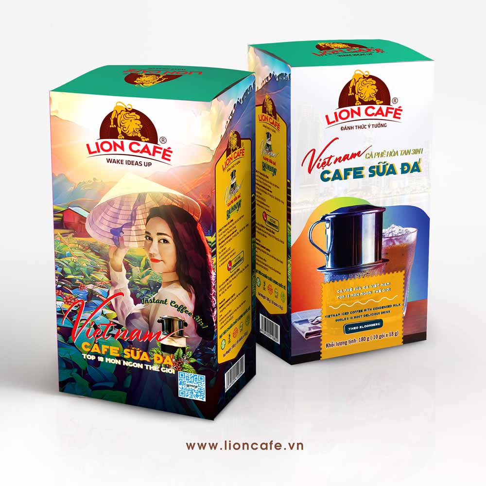 LION CAFE - Cà phê hòa tan 3in1 - Gu sữa đá Việt Nam - Hộp 180g (10 gói x 18g)