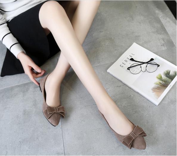 Giày búp bê đính nơ da lộn dành cho nữ