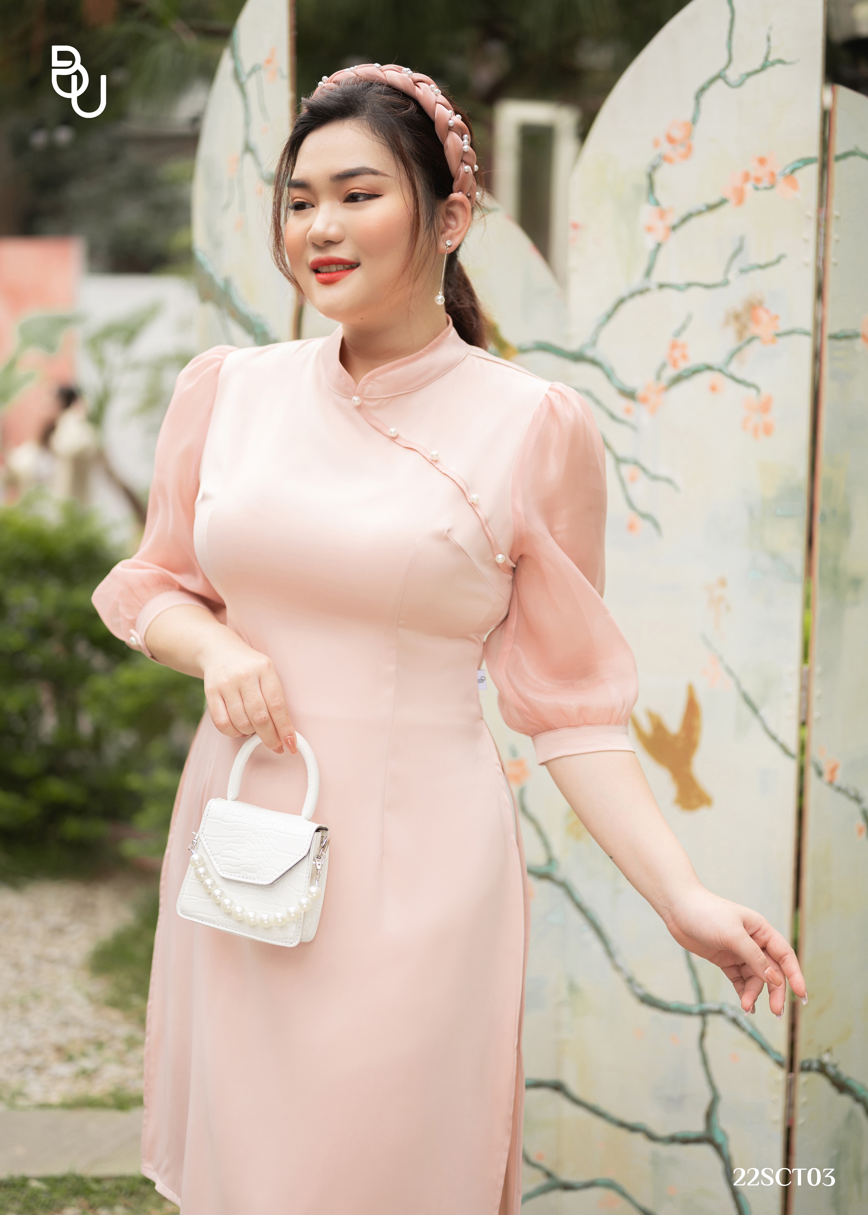 Áo dài lé ngực cúc chéo BIGSIZE (55kg đến 95kg) - 22SCT03 - [BUStu Bigsize]