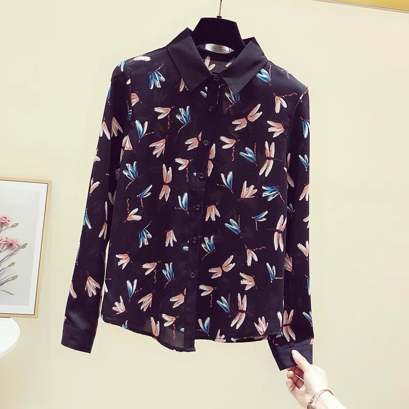 ÁO SƠ MI KIỂU NỮ HỌA TIẾT CON CHUỒN CHUỒN CỰC XINH CAO CẤP VLTN