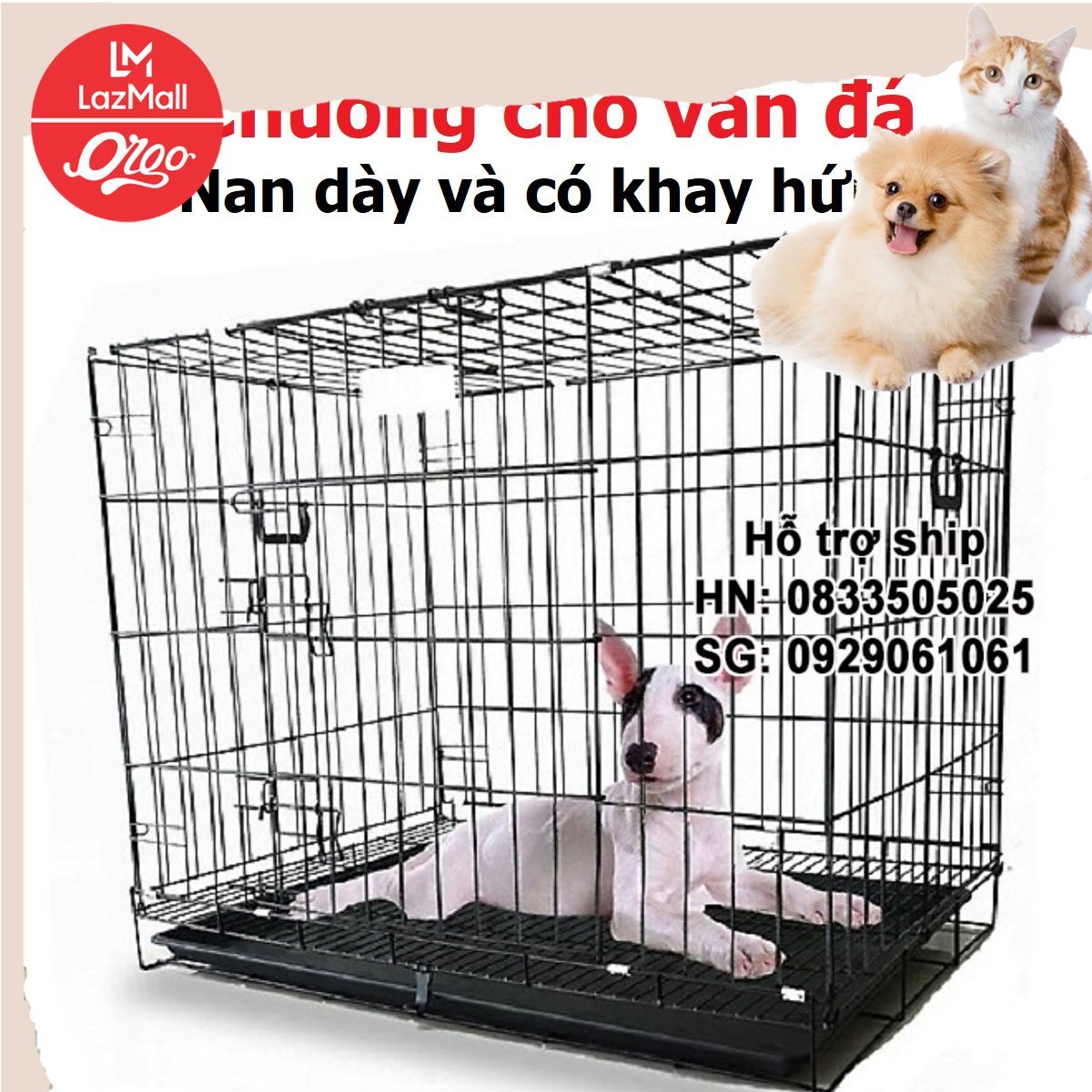 (Chuồng SD)- Lồng chó mèo vân đá 4 size chuồng cho chó mèo gấp gọn