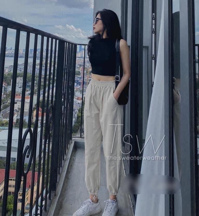 Quần đũi nữ Bomber cạp chun, quần đũi bom nữ bo gấu chất mềm mát