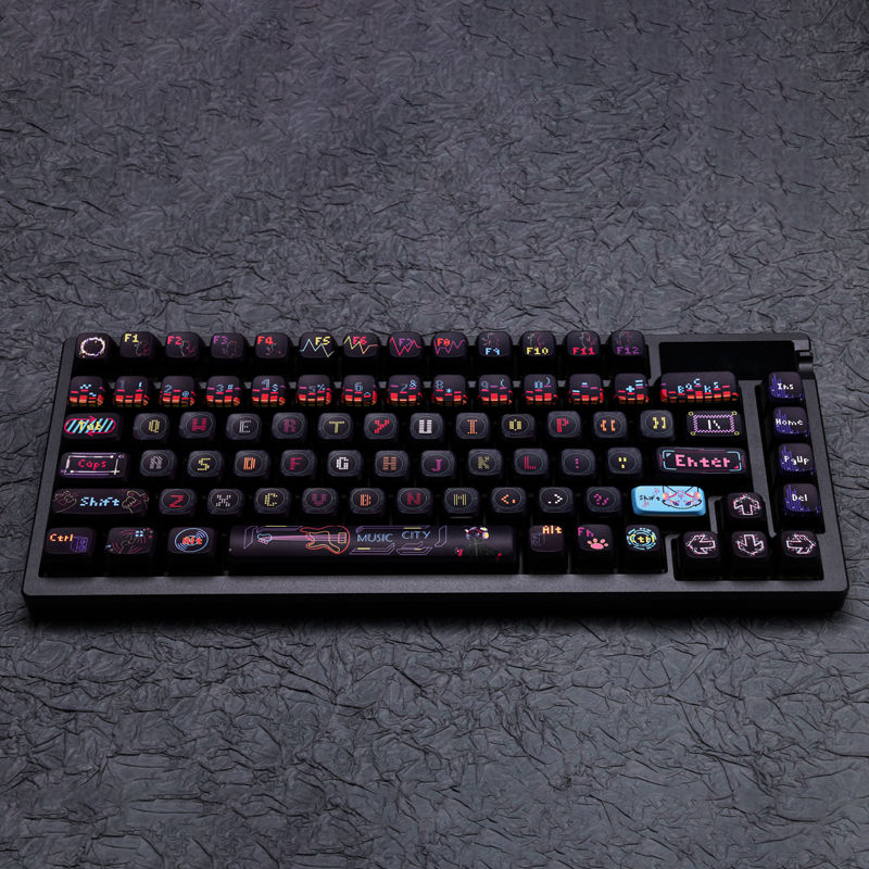 Key Cap Cat Dance Hertz Key Cap Cyberpunk Mechanical Keyboard Customized Pbt Transparent Double-Layer Milk Custard 87 108 Rkr75 Only Key Cap