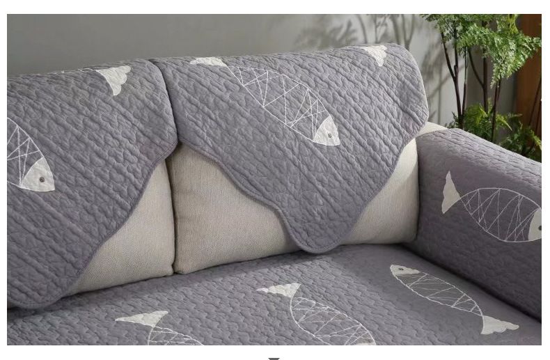 Thảm sofa 100% cotton mặt dưới hạt chống trượt - xám