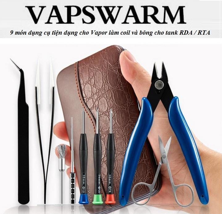 Bộ 9 dụng cụ Build Coil nhỏ gọn tiện lợi cho Vapez Vapswarm Bug V3 Cao Cấp (Hộp Da)