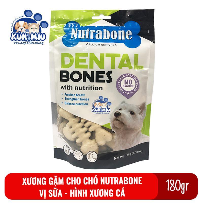 Xương cho chó vị sữa Nutrabone 180gr hình xương cá - Xương gặm sạch răng cho chó