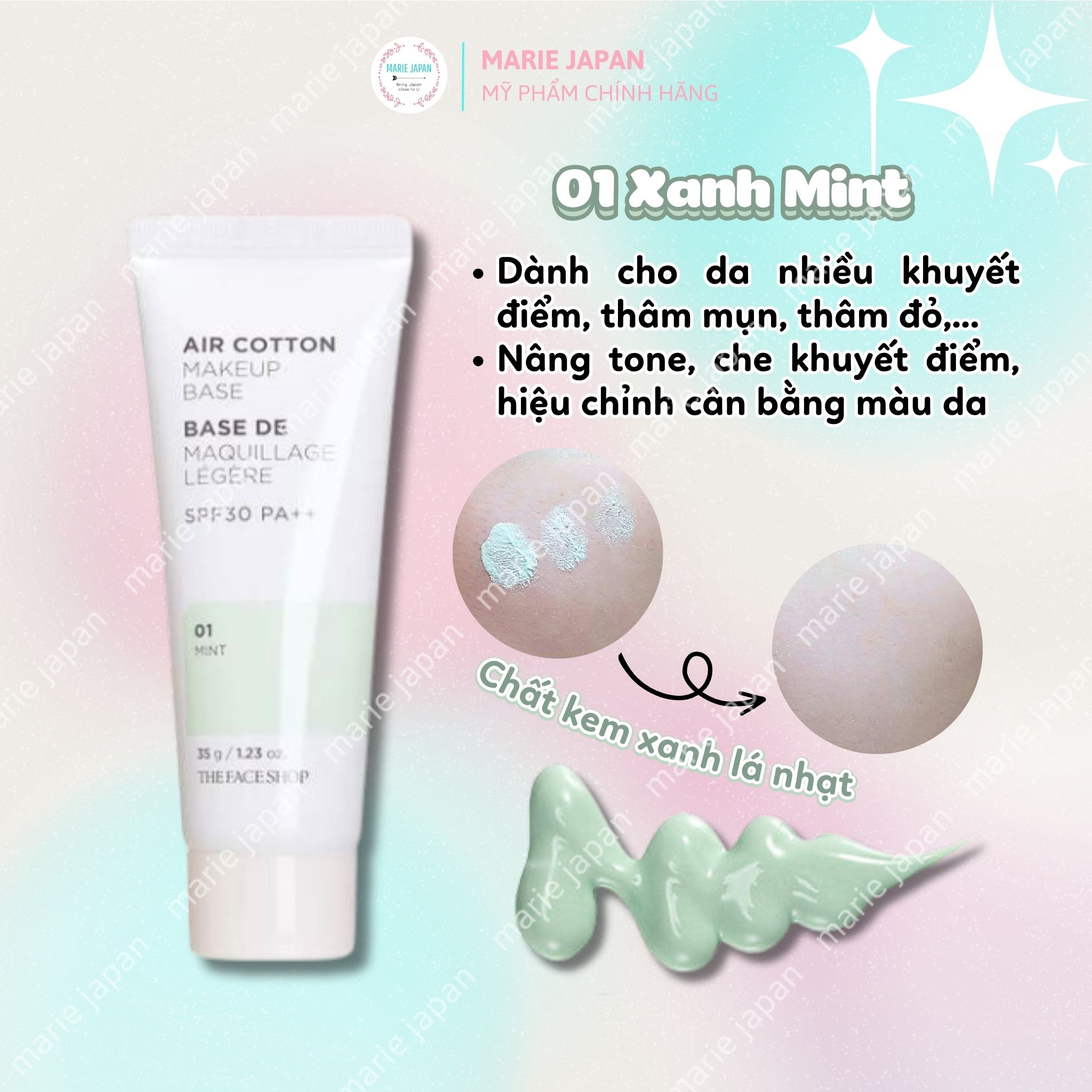 Kem lót air cotton make up base the face shop 35g
