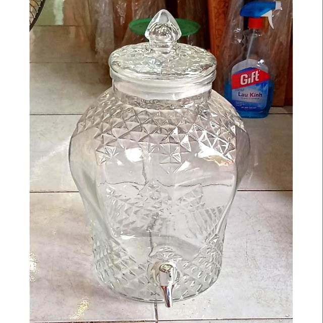 Bình Ngâm Rượu Sâm Thủy Tinh 8833 10 Lít Có Van