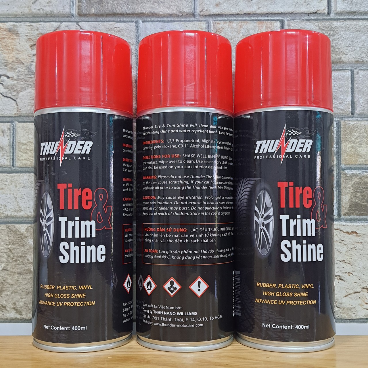 Chai Dưỡng, Phục Hồi Nhựa Nhám, Bóng Vỏ Xe Thunder Tire Trim Shine 400ML-Cao Cấp Chính Hãng Cho Mọi Loại Xe. 