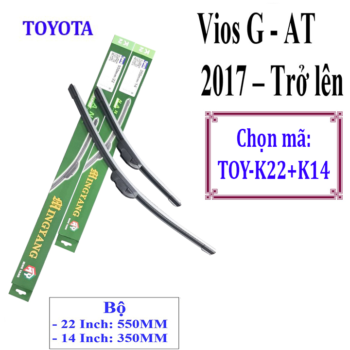 Bộ 2 thanh gạt nước mưa ô tô Nano Mềm cao cấp dành cho hãng xe Toyota: Camry-Altis-Yaris-Fortuner-Vios-Hilux-Innova-Land Cruiser-Avalon-Previa