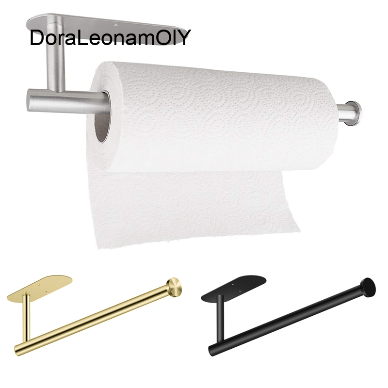 Kitchen Paper Towel Holders Paper Towels Rolls Self-Adhesive Under Cabinet Stainless Steel Paper Towel Holder Wall Mounted Paper Towels Rolls Holder