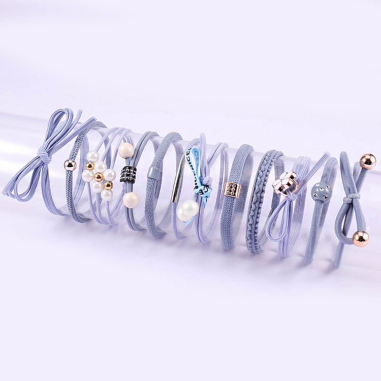 Box of 12 beautiful Korean hair ties (light blue)