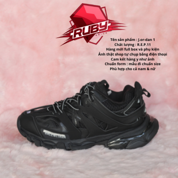 (Xả Kho 3 Ngày) GIẦY THỂ THAO SNEAKER NAM NỮ BA LEN TRACK màu full đen tại shop Ruby Sneaker