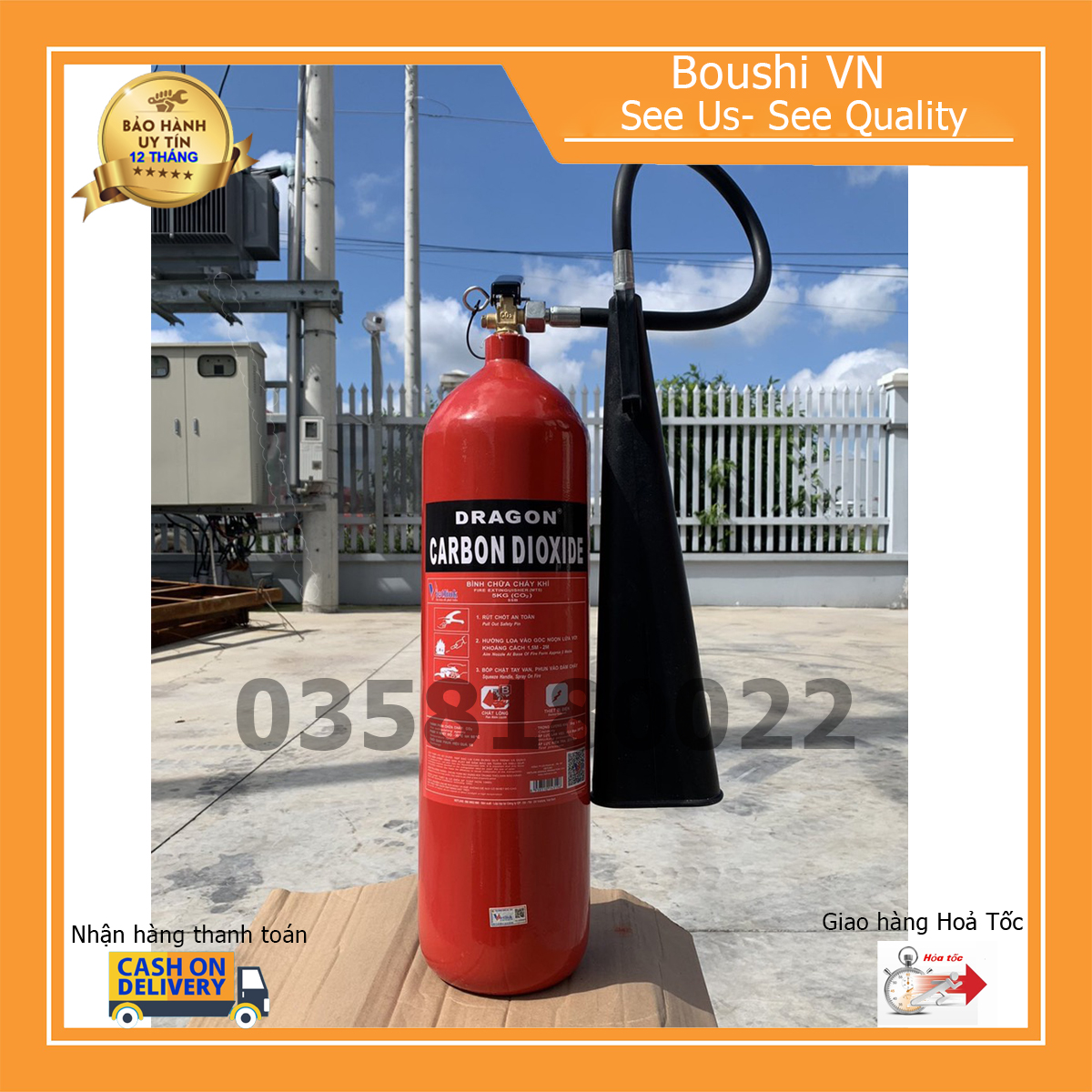 Bình chữa cháy 5KG CO2 MT5 có kiểm định Dragon