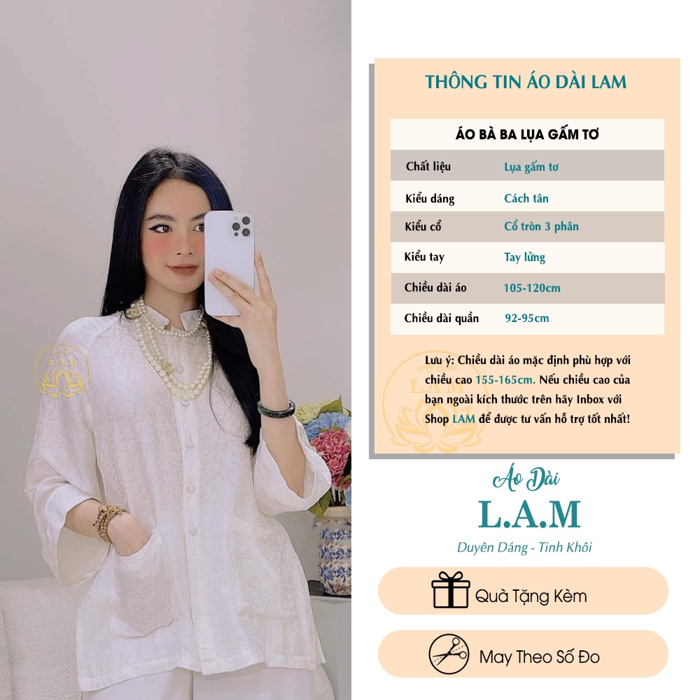 Áo bà ba lụa gấm tơ cao cấp, tay cách điệu siêu xinh