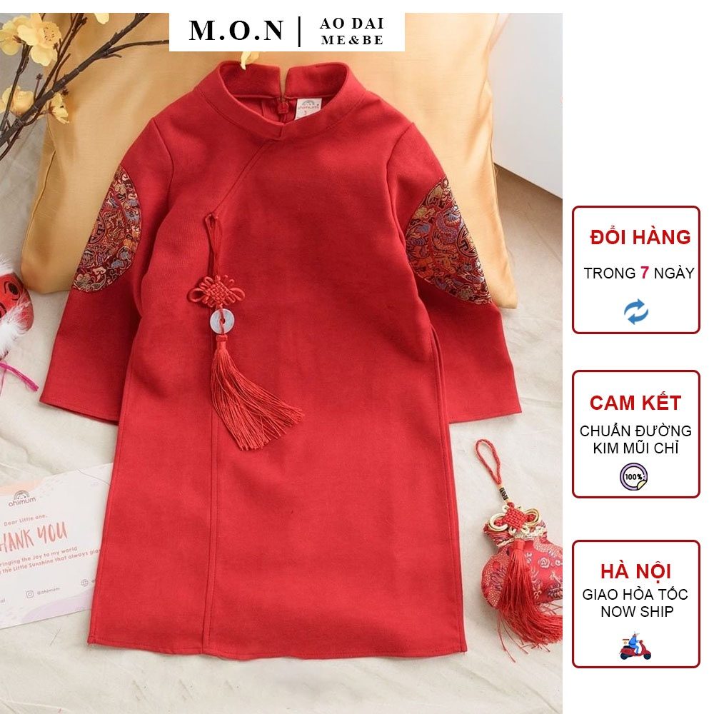 Áo Dài Bé Trai Mộc Vũ Chất Nhung Text Mềm Mịn