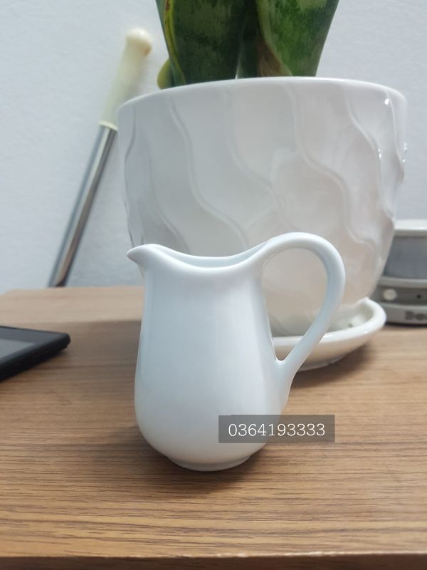 Ly Rót Sữa sứ trắng 35ml 75ml 100ml - Bình rót sữa Milk Jar