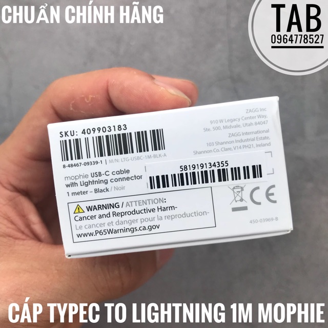 Cáp Mophie TypeC To Lightning 1m -