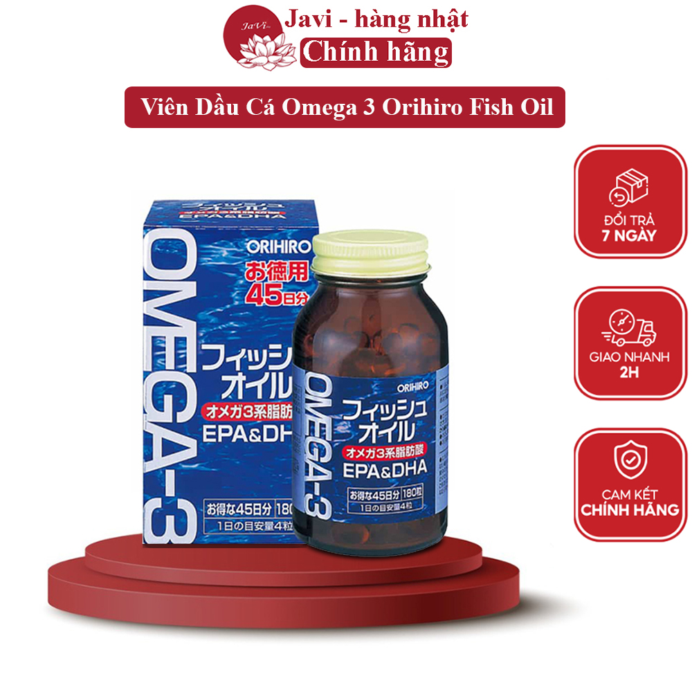 Viên Dầu Cá Omega 3 Orihiro Fish Oil Nhật Bản Giúp mắt sáng, bổ não, tốt cho tim mạch