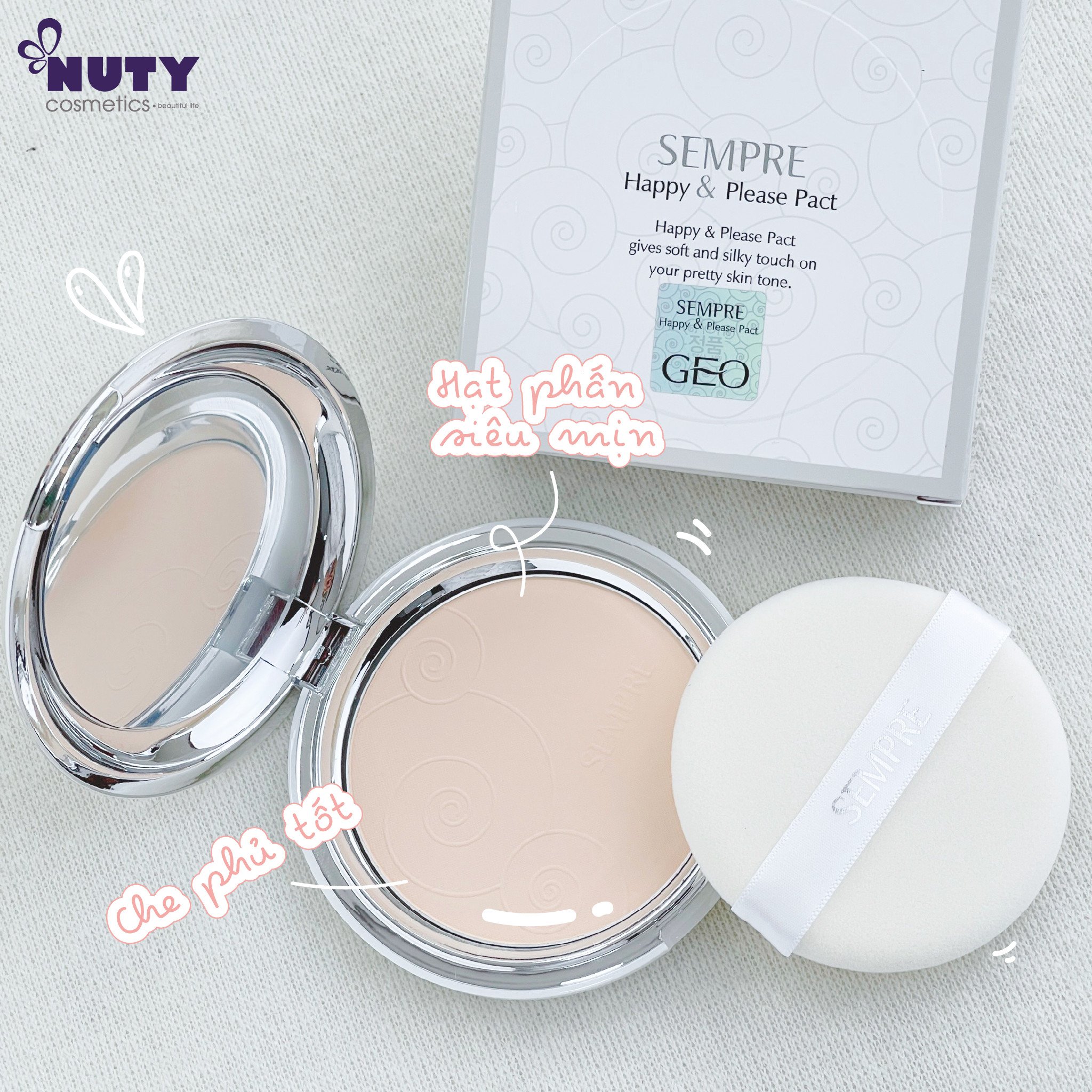 Phấn Phủ Dạng Nén Geo Lamy Sempre Happy & Please Pact (22g)