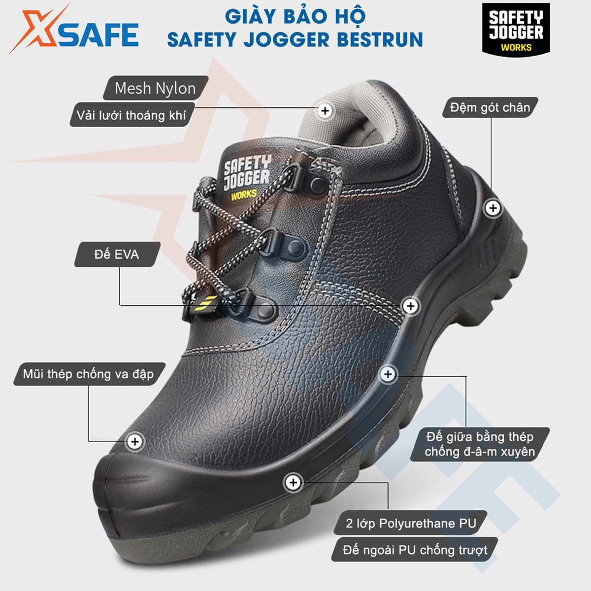 Bestboy bestrun men safety jogger work shoes high top shoes cowhide 100% pointed toe and steel sole anti-static nail work shoes