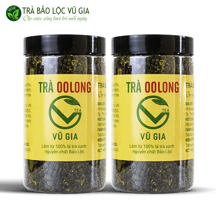 Combo 2 Trà Oolong Nguyên Chất Bảo Lộc Vũ Gia (400gr/hũ) - Nguyên liệu nấu trà sữa, trà trái cây thơm ngon - Giảm cân an toàn, thanh nhiệt cơ thể tăng cường hệ miễn dịch, sức đề kháng, hỗ trợ hệ tiêu hóa.