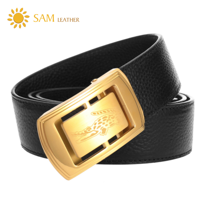 [ SAM Leather ] Dây Thắt Lưng Nam Da Bò Cao Cấp – Dây Nịt Nam SFDN041ISV - Mặt Khóa Inox 316 Nguyên Khối & Da Bò Thật, Bảo Hành 12 Tháng Chính Hãng