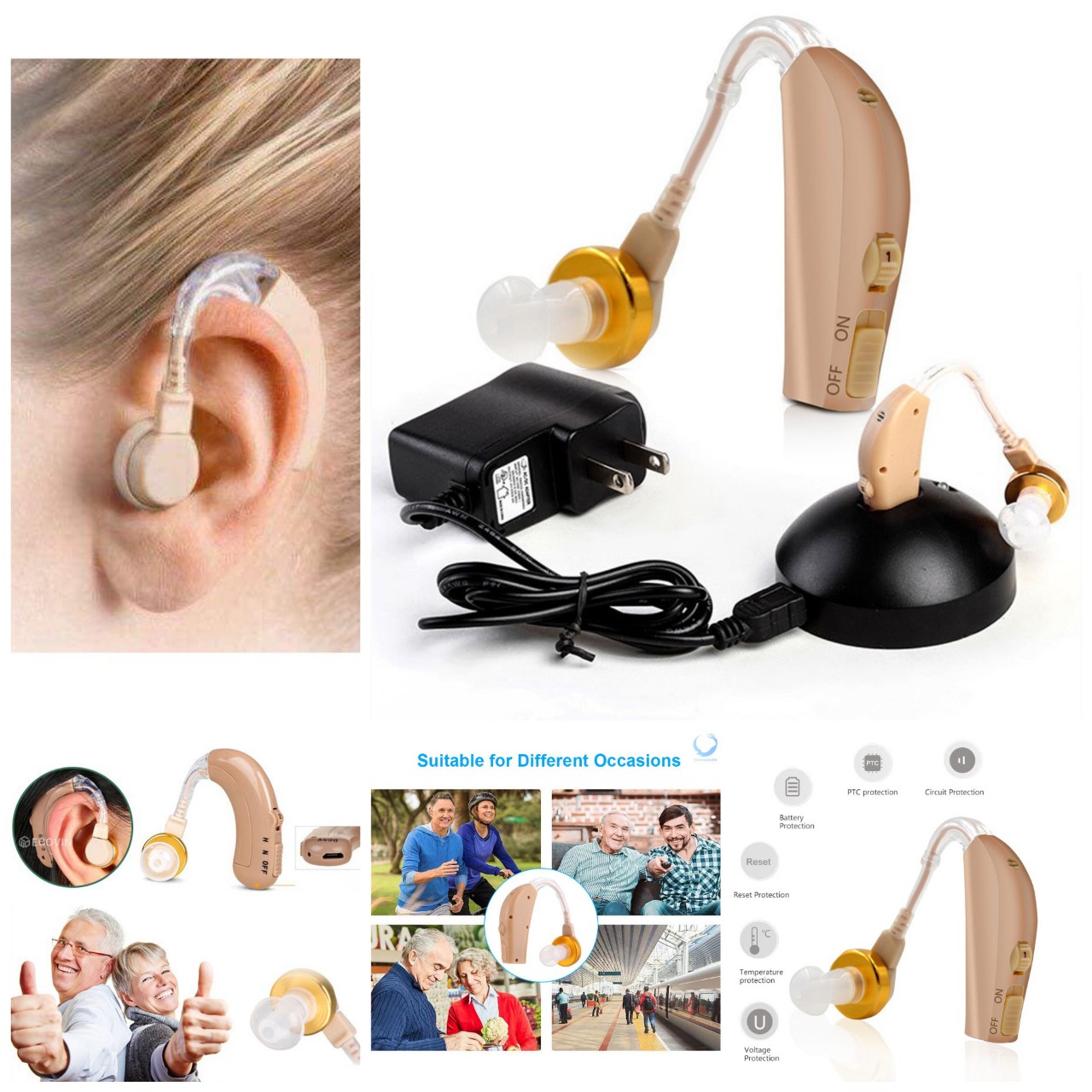 (GIÁ SỈ) Máy Trợ Thính Không Dây JZ-1088F2 Có Sạc Điện Cho Người Già Điếc Nặng Chinh Hãng - Tai Nghe Trợ Thính , Chọn mua Máy trợ thính sạc pin không dây loại tốt hàng cao câp