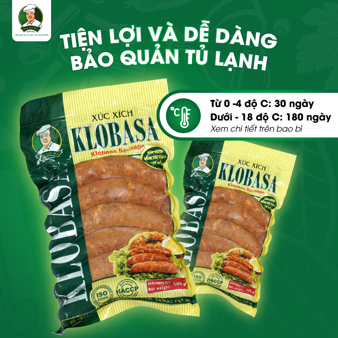 [ Chỉ giao HCM & Hà Nội] Xúc xích Klobasa 500g Ông già Ika