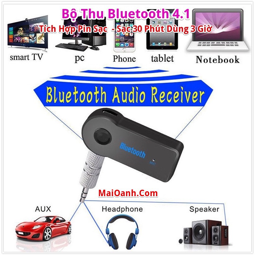 Bộ Thu Bluetooth 4.1 Biến Loa Thường Thành Loa Không Dây (Tích Hợp Pin Sạc)