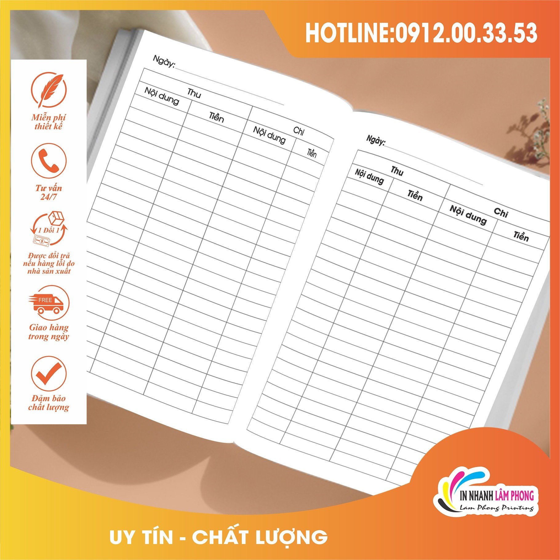 Sổ thu chi quản lý chi tiêu, sổ thu chi cá nhân in dọc