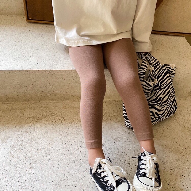 Quần Legging Bé Gái Thun Trơn Bo Ống Co Dãn 4 Chiều
