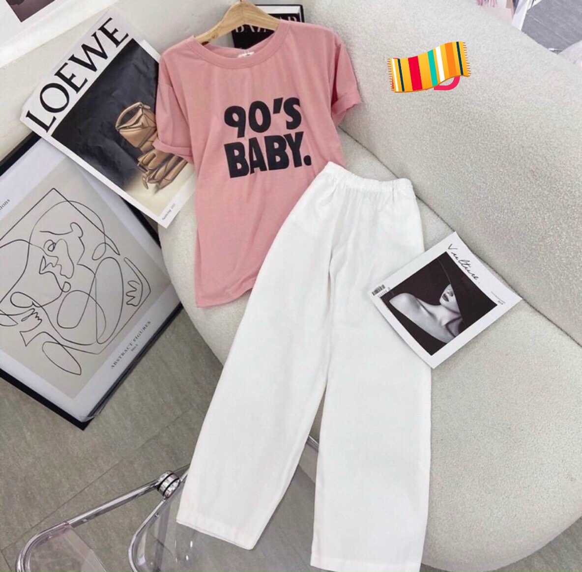 Sét áo thun 90's BaBy kèm quần kaki