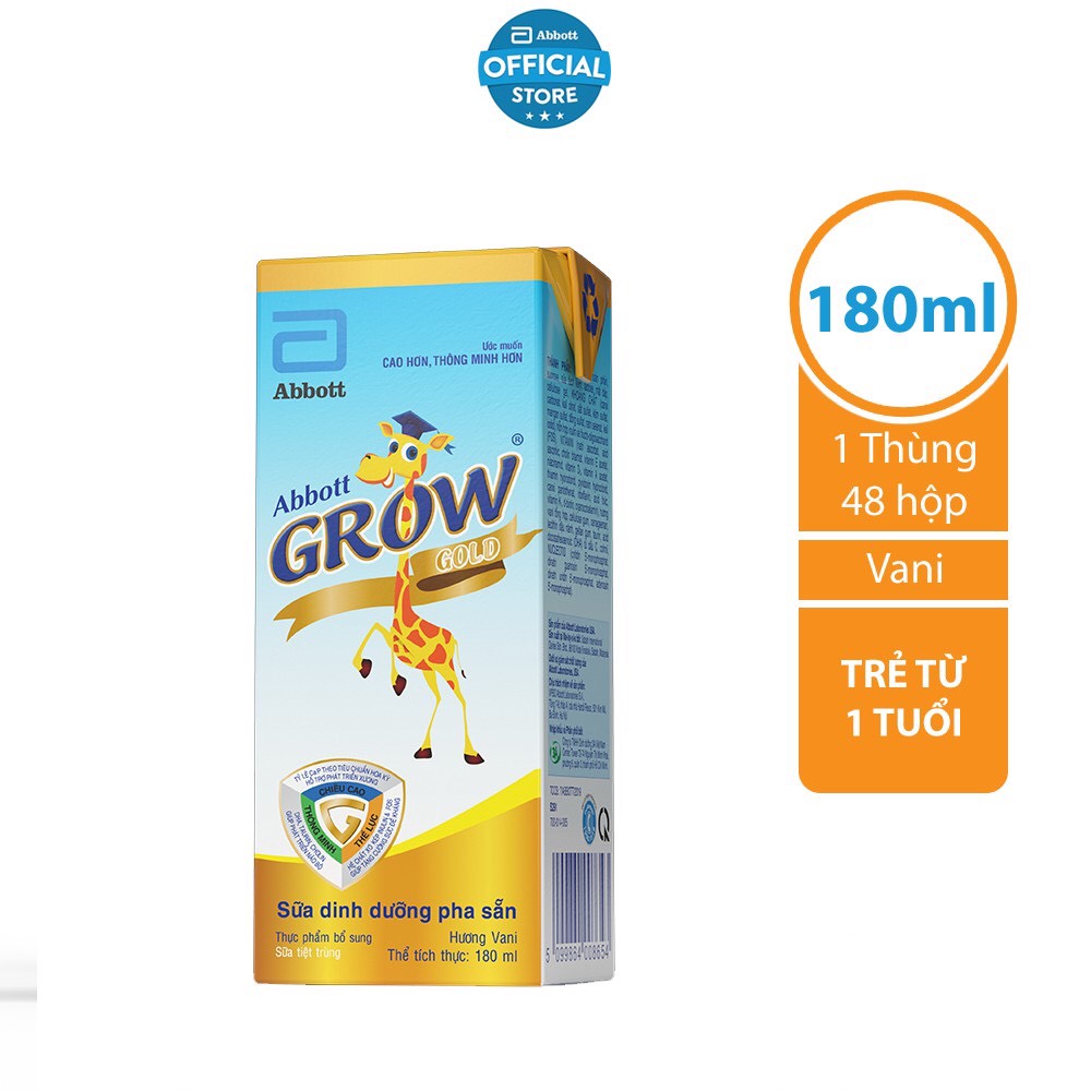 Thùng 48 hộp Sữa nước Abbott Grow Gold 180ml hộp