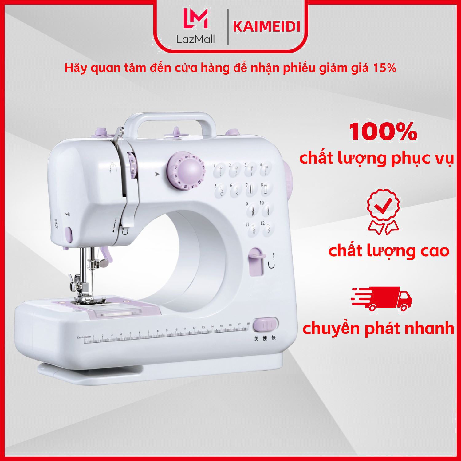KAIMEIDI Electric Sewing Machine Micro Overlock Machine One-Key Reverse Function